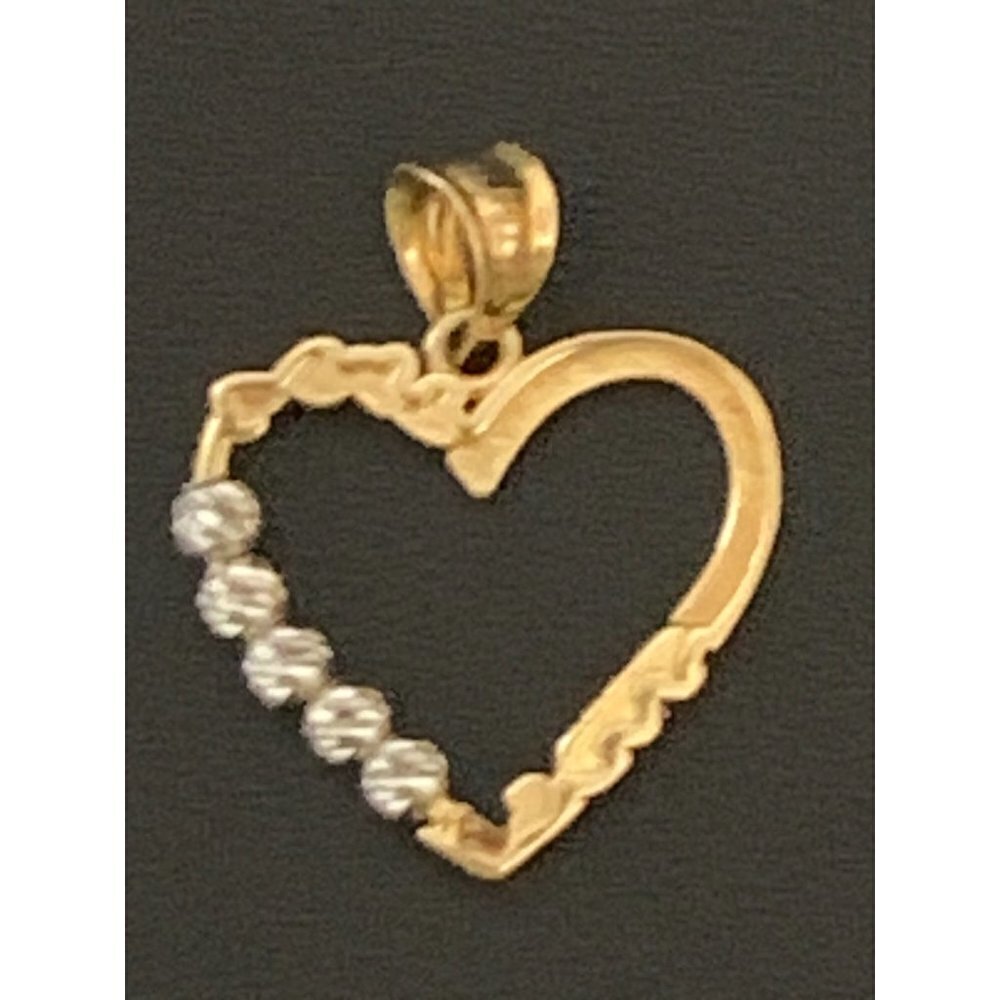 18K Gold Pendant Heart Two Tone White Yellow Gold 1.18 grams - Picture 2 of 10